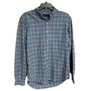 Men's Ralph Lauren Oxford Long Sleeve Plaid Colorful Flesh Pony Size Medium